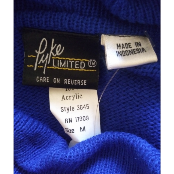 Vintage PYKE LIMITED VIBRANT COLORFUL 80s Diagonal HARLEQUIN SWEATER | M - Picture 6 of 6